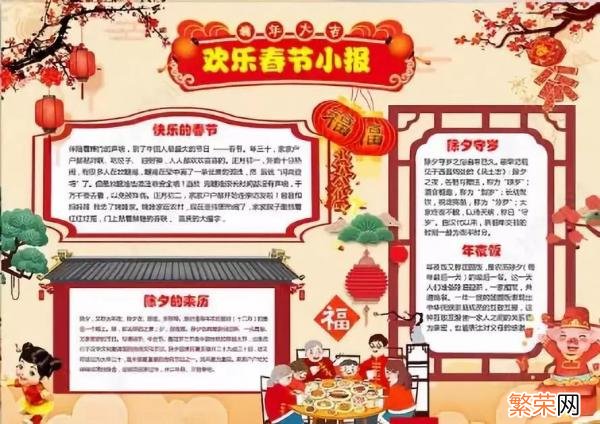 欢天喜地过大年手抄报 春节习俗手抄报