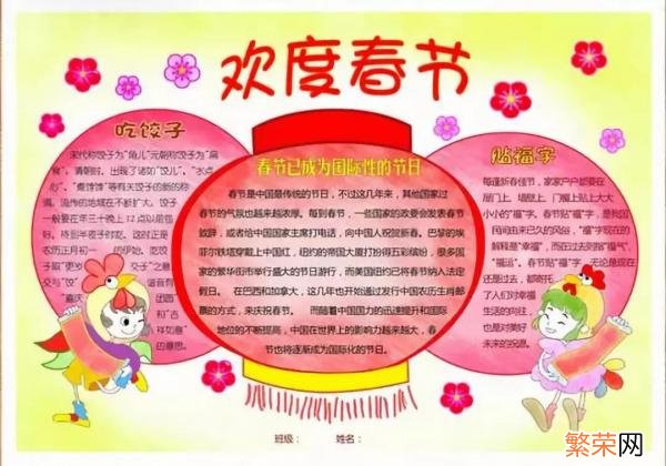 欢天喜地过大年手抄报 春节习俗手抄报