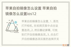 苹果自拍镜像怎么设置 苹果自拍镜像怎么设置ios12