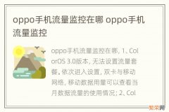 oppo手机流量监控在哪 oppo手机流量监控