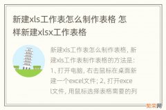 新建xls工作表怎么制作表格 怎样新建xlsx工作表格