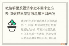 微信群里发错消息撤不回来怎么办 微信群里发错消息撤不回来怎么办群主可以