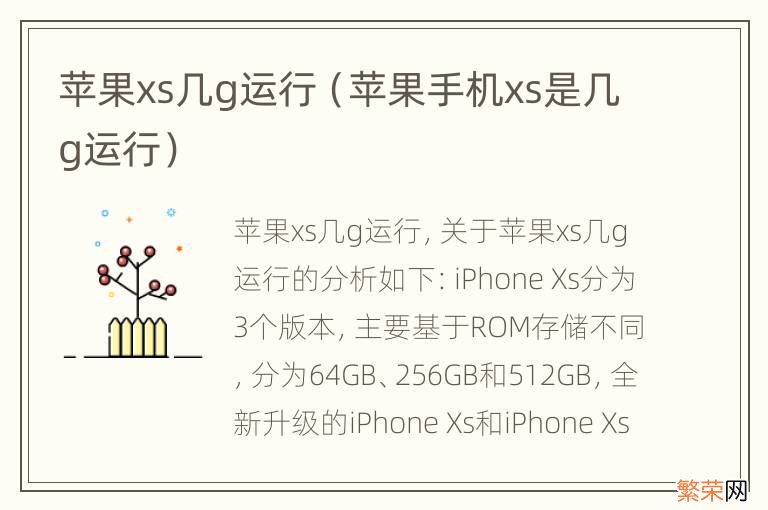 苹果手机xs是几g运行 苹果xs几g运行