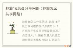 魅族怎么共享网络 魅族16怎么分享网络