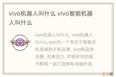 vivo机器人叫什么 vivo智能机器人叫什么