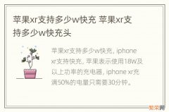 苹果xr支持多少w快充 苹果xr支持多少w快充头