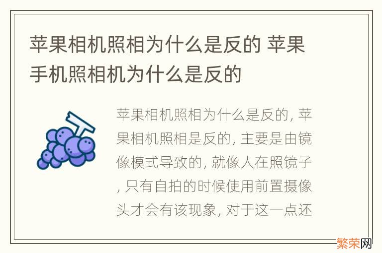 苹果相机照相为什么是反的 苹果手机照相机为什么是反的