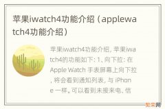 applewatch4功能介绍 苹果iwatch4功能介绍
