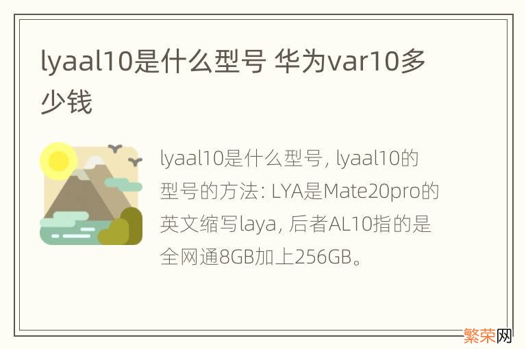 lyaal10是什么型号 华为var10多少钱