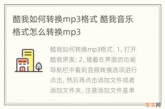 酷我如何转换mp3格式 酷我音乐格式怎么转换mp3