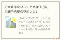 闲鱼账号忘记密码怎么办 闲鱼账号密码忘记怎么找回