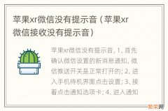 苹果xr微信接收没有提示音 苹果xr微信没有提示音