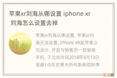 苹果xr刘海从哪设置 iphone xr 刘海怎么设置去掉