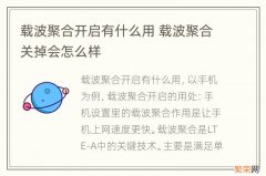 载波聚合开启有什么用 载波聚合关掉会怎么样