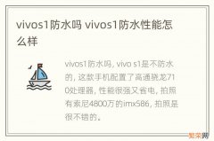 vivos1防水吗 vivos1防水性能怎么样