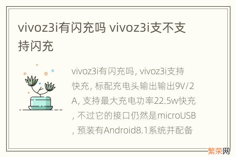 vivoz3i有闪充吗 vivoz3i支不支持闪充