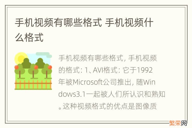 手机视频有哪些格式 手机视频什么格式