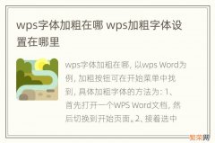 wps字体加粗在哪 wps加粗字体设置在哪里