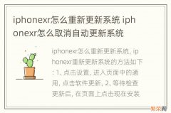 iphonexr怎么重新更新系统 iphonexr怎么取消自动更新系统