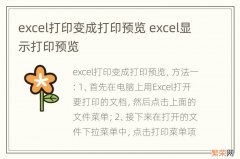 excel打印变成打印预览 excel显示打印预览