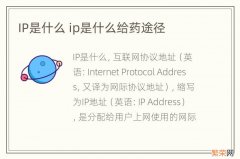 IP是什么 ip是什么给药途径