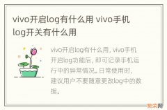 vivo开启log有什么用 vivo手机log开关有什么用