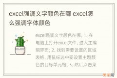 excel强调文字颜色在哪 excel怎么强调字体颜色