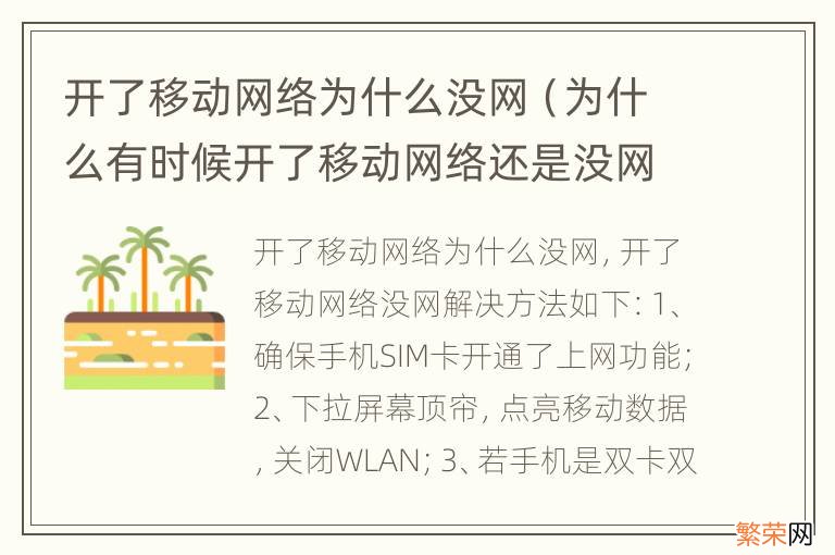 为什么有时候开了移动网络还是没网 开了移动网络为什么没网