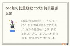 cad如何批量删除 cad如何批量删除线