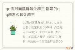 qq面对面建群转让群主 刚建的qq群怎么转让群主