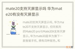 mate20支持灭屏显示吗 华为mate20有没有灭屏显示