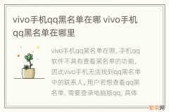 vivo手机qq黑名单在哪 vivo手机qq黑名单在哪里