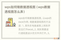 wps数据透视图怎么弄 wps如何做数据透视图