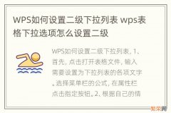 WPS如何设置二级下拉列表 wps表格下拉选项怎么设置二级