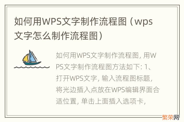 wps文字怎么制作流程图 如何用WPS文字制作流程图