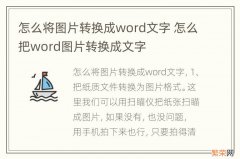 怎么将图片转换成word文字 怎么把word图片转换成文字