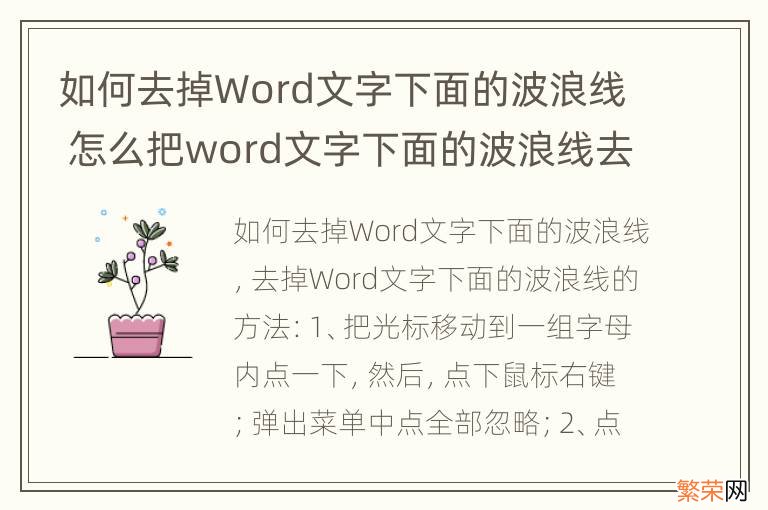 如何去掉Word文字下面的波浪线 怎么把word文字下面的波浪线去掉