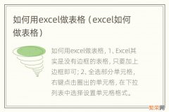 excel如何做表格 如何用excel做表格