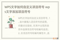WPS文字如何自定义项目符号 wps文字添加项目符号