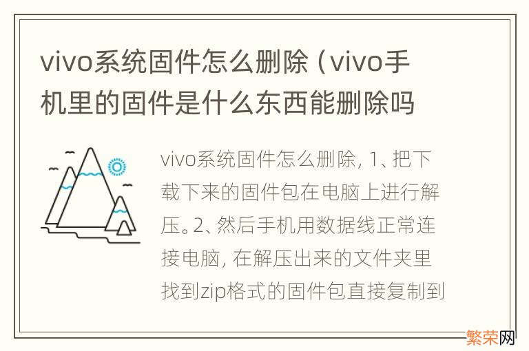 vivo手机里的固件是什么东西能删除吗 vivo系统固件怎么删除