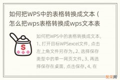 怎么把wps表格转换成wps文本表格 如何把WPS中的表格转换成文本