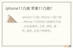 iphone11几核 苹果11几核?