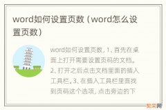 word怎么设置页数 word如何设置页数