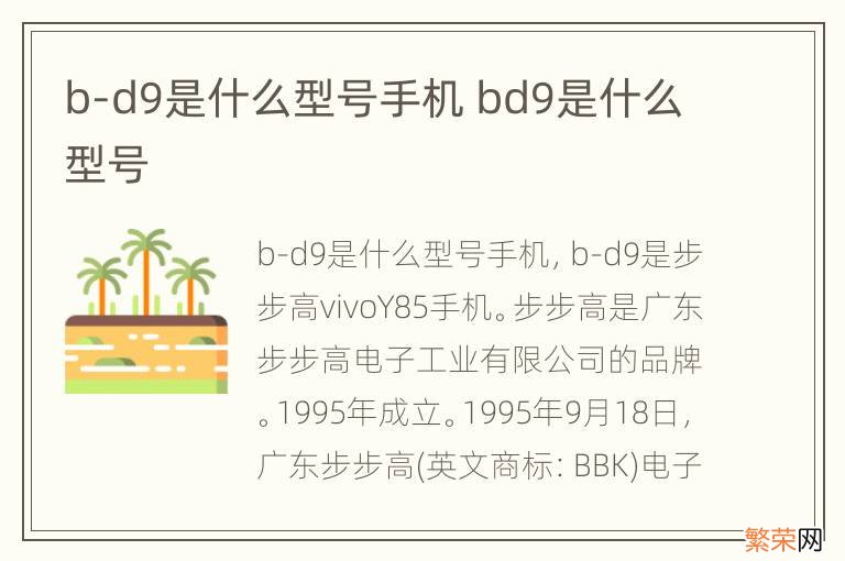 b-d9是什么型号手机 bd9是什么型号