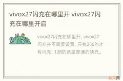 vivox27闪充在哪里开 vivox27闪充在哪里开启