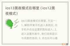 ios12黑夜模式 ios13黑夜模式在哪里