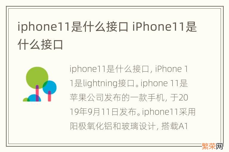 iphone11是什么接口 iPhone11是什么接口