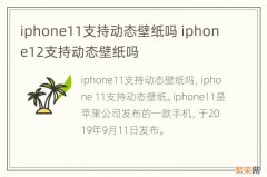 iphone11支持动态壁纸吗 iphone12支持动态壁纸吗