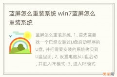 蓝屏怎么重装系统 win7蓝屏怎么重装系统