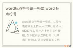 word标点符号统一格式 word 标点符号